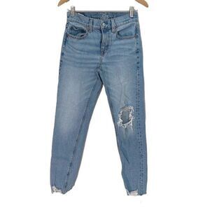 American Eagle Womens Stretch Distressed Jeans Cutoff Denim Light Wash Blue 2‎
